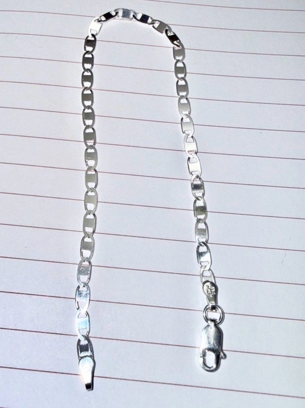 7.5” 925 Sterling Silver Figaro Link Chain Bracelet mariner EXTRA POLISHED NEW